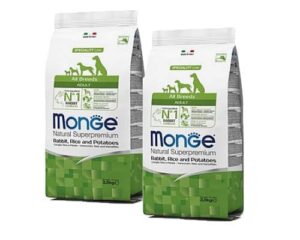 דיל 2 יח' מונג' ארנבת אורז ותפו"א לכלבים 12 ק"ג MONGE ללא כפל מבצעים
